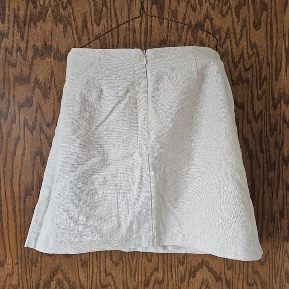 Linen Wrap-around (Lined) Creme Mini Skirt - Forever 21 Contemporary - Medium - Picture 5 of 10